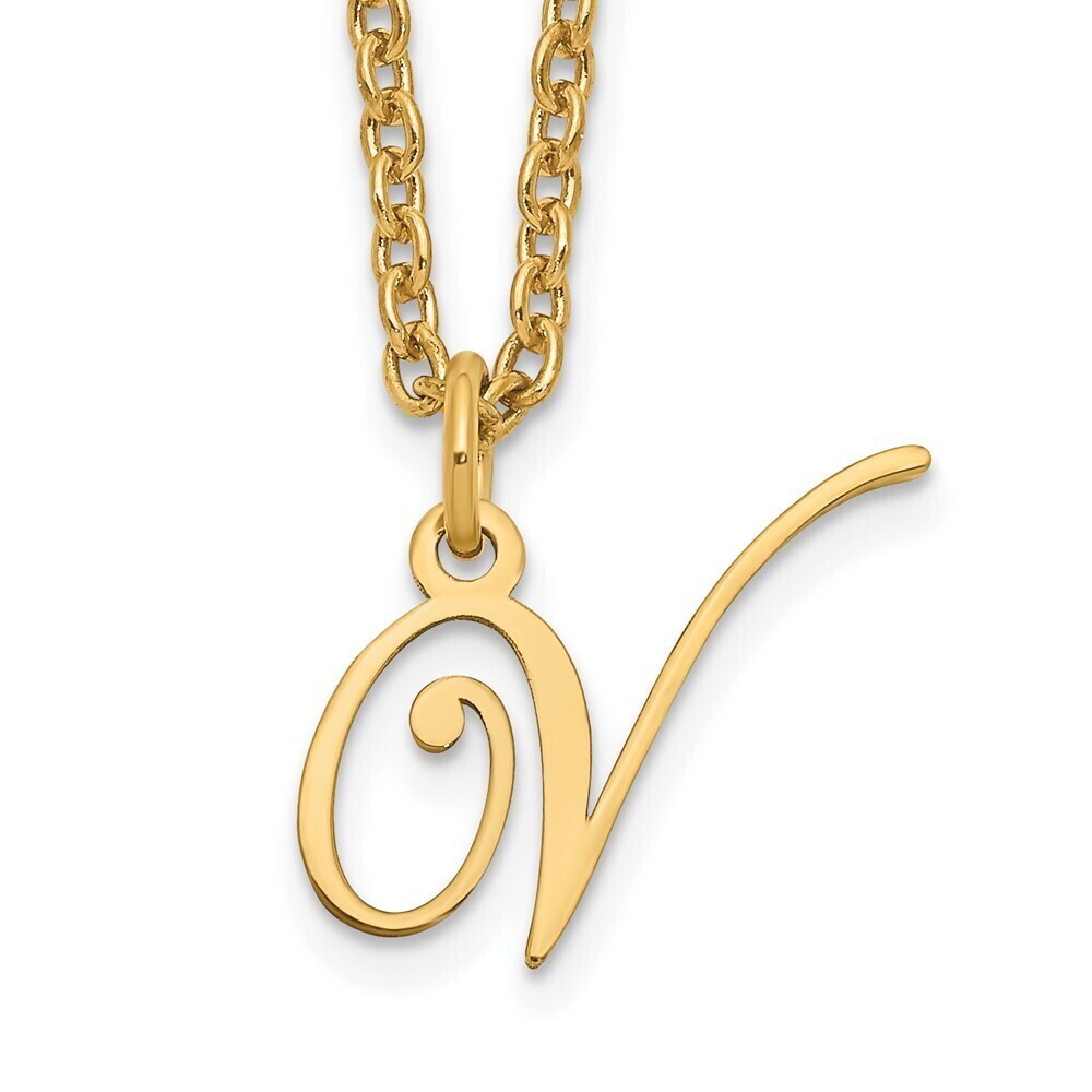 Kazi Luxury Sterling Silver Gold-plated Letter V Initial Necklace